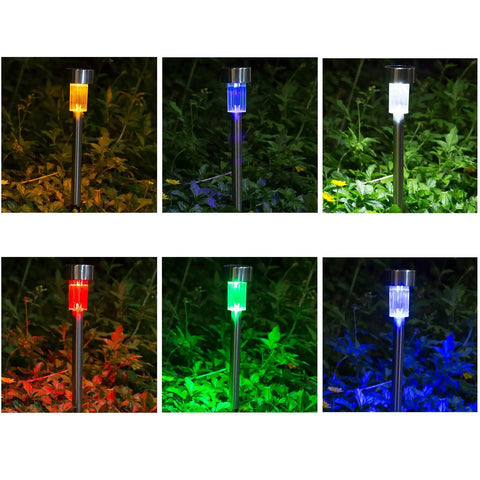 Solar Pathway Lights Outdoor Kit Stainless Steel Garden Landscape Lighting 12 Pack in 6 Color Options glowing in dark garden