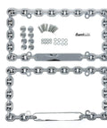 Chrome Mega Metal Round Chain Link License Plate Frame With Screws Caps Set Of 2 For Standard 6 By 12 Inch US Plates