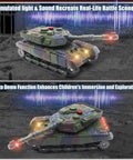 Realistic Infrared Battle RC Tank With 2.4GHz Remote, 360 Degree Turret, LED Lights And Realistic Sound Effects in action