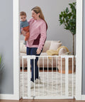 Walk Through Baby Gate For Doorways No Tools Needed Easy Install Fits 29 To 38 Inches Adjustable 28 Inch Tall White Kid And Pet Safe