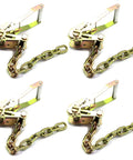 Pack of 4 Auto Hauler Ratchet Tie Down Kit With 5/16 Inch Grade 70 Open End Chain, 14 Inch Length, 2 Inch Ratchet With Full Aluminum Handle