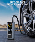 Dual Cylinder Tire Inflator With Auto Shut Off, portable air compressor connected to car tire, upgraded color LED screen