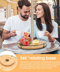 Couple dining with 12 Inch Lazy Susan With Umbrella Hole For Outdoor Patio Table No Fuss 360 Degree Rotation Iron Turntable