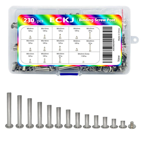 Top Drawer Nickel Plated Chicago Binding Screw Kit Holding 230 Pieces Of Assorted Post Extenders With Phillips Heads For Heavy Duty Leather Work Scrapbooks And Photo Albums Straight Ahead display of various nickel posts in a storage box.