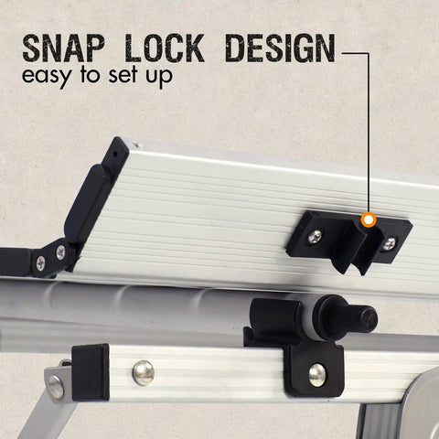 Close-up of snap lock design on foldable outdoor picnic camping table with adjustable height aluminum legs and roll up top