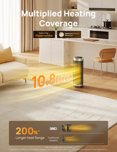 Living room with Space Heater With 1500W Power, Thermostat, 70 Degree Oscillation, Five Modes, Remote, 12 Hour Timer, Super Quiet Portable Heater