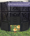 540L Outdoor Tumbler Compost Bin For Garden And Yard, Extra Large BPA Free All Season Composting Box used as pet fence