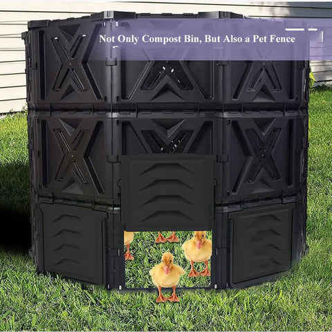 540L Outdoor Tumbler Compost Bin For Garden And Yard, Extra Large BPA Free All Season Composting Box used as pet fence