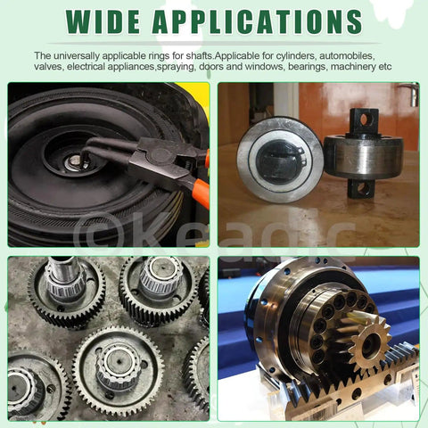 Assorted Round Wire C Clips Set For Holes, External Snap Rings Kit used in various automotive and machinery applications.