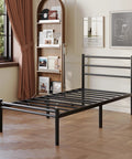 Heavy Hitter Twin XL Bed Frame With Sleek Round Headboard And Footboard Built Like Iron For Unshakable Stability Reinforced Steel Slats Handle Up To 1500 Lbs Zero Fuss Install Total No Squeak Guarantee in a modern bedroom.