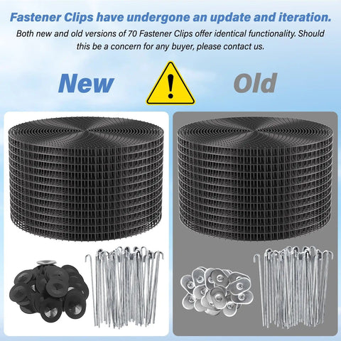 6-In By 100-Ft Critter Guard Roof Net Roll Kit with PVC Coated Mesh and Fastener Clips, New and Old Versions Displayed
