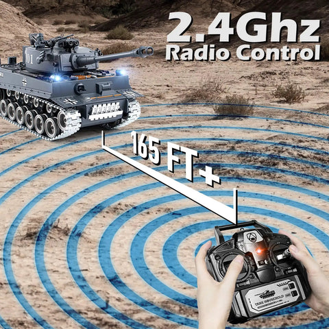 1 18 Scale Alloy German Tiger I RC Tank With Smoke Lights And Realistic Dope Sounds 2 4 GHz Remote Control Military Battle Toy