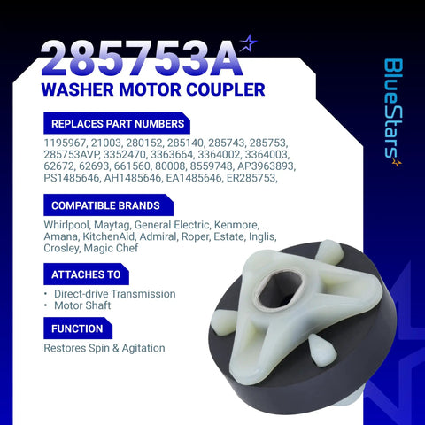 Heavy Duty Direct Drive Motor Coupling Kit With Metal Core For Whirlpool And Kenmore Washers, AP3963893 PS1485646 Pack Of 12