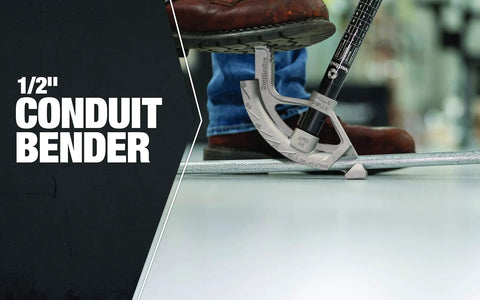 Southwire 3/4 Inch Emt Conduit Bender Hand Tool with aluminum head bending conduit on job site.