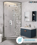 Bathroom with 12 Inch Shower Faucet Set with Slide Bar, Rain Shower Head and Handheld Spray, Wall Mounted Trim Kit, Complete Shower System with Rough In Valve, Polished Chrome Finish, Easy Install For Spa Like Home Upgrade