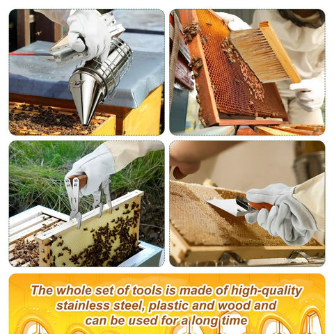 Beekeeping Starter Kit 30 Pcs With Bees Suit Gloves Hive Boxes Storage Bag And Essential Tools For Newbies in use
