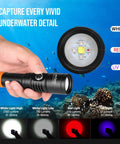 Hand holding D710V Mk2 Dual Underwater Video Light Kit With 4600 Lumens Two 2300 Lumen Lights Tri Color For GoPro