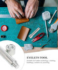 17mm Metal Eyelet Punch Tool Kit For Leather Craft Grommet Setter displayed on a crafting mat with leather and tools