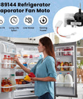 DIY Friendly Easy Install Refrigerator Evaporator Fan Motor 3000 RPM Hex Hub Mount One And Three Eighths Inch Shaft With Two Quarter Inch Terminals And One Sixteenth Inch Terminal Replaces W10131845 W10312647 2149299 2162404 2188303 4389144VP 921541 in use