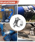T Bolt Hose Clamp 17 To 19mm OD 304 Stainless Steel Pipe Strap Clamp Adjustable Heavy Duty Tube Clamp 4 Pack Fits 0.67 To 0.75 Inch Hose For Automotive Marine Industrial Applications shown in use on various pipes