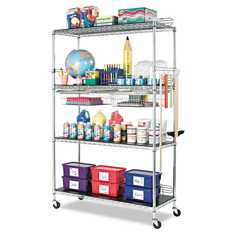 Heavy Duty Nsf Certified Four Shelf Wire Shelving Kit Featuring No Sweat Snap Together Setup And Sturdy Welded Design Built Tough For Warehouse Or Home Organization Needs
