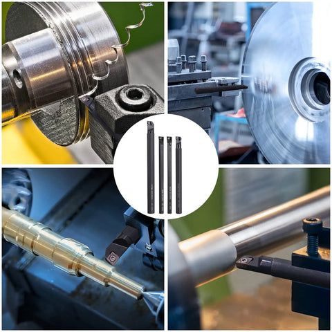Pro Grade Indexable Lathe Turning Tool Kit Includes 3 Lathe Boring Bars S07K S10K S12M SCLCR06 And 10 Carbide Inserts CCM21.51 CCMT060204