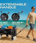 Man pulling Foldable Beach Wagon With 9 Inch All Terrain Wheels Beast Heavy Duty Cart That Holds Up To 300 Lbs on beach