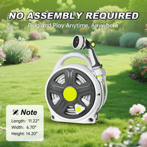 Retractable Garden Hose Reel With Half Inch 65 Ft Heavy Duty Hose, 10 Spray Patterns, Leakproof And Durable on lawn