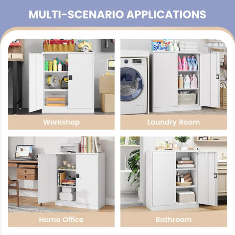Beefy Heavy Duty Metal Storage Cabinet With Lockable Doors And Two Adjustable Shelves 36 Inch Steel Tool Cabinet in various rooms