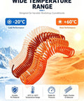 Premium Heavy Duty Shop Grade Self Retracting PU Coiled Air Hose For Air Compressors showcasing wide temperature range from -20°C to +60°C.