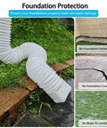 Two Pack Flexible Rain Gutter Downspout Extensions Extendable From 21 To 60 Inches With Split Design Drain Diverter on grass