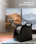 Floor Drying Air Mover With Warm Breeze And UV Lamp in room, showcasing dual air mode for all seasons, powerful cooling and heating