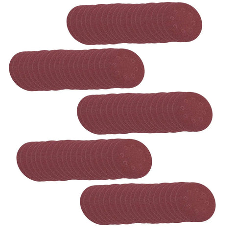 Grab Your Set Of 100 Pieces Of Heavy Duty Aluminum Oxide Sanding Discs With Hook And Loop Pads Perfect For Smoothing Furniture And Car Bodies Fast, displayed flat.