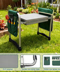 Heavy Duty Garden Kneeler And Seat With 11.5 Inch Wide Pad, Foldable Stool With Dual Tool Bags in garden setting