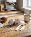 Double Filter Stainless Steel Reusable Coffee Pods With Fast Twist Screw Switch For Custom Ground Roasts That Hit Different Every Single Morning You Crave Bold Flavor, alongside coffee tools and grounds