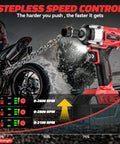 Cordless Impact Wrench Half Inch Brushless Beast Power 270 ft lbs Tightening Torque 300 ft lbs Breakaway Torque Three Speed Control Led Work Light Compatible With Milwaukee 18V Battery Bare Tool shown in action