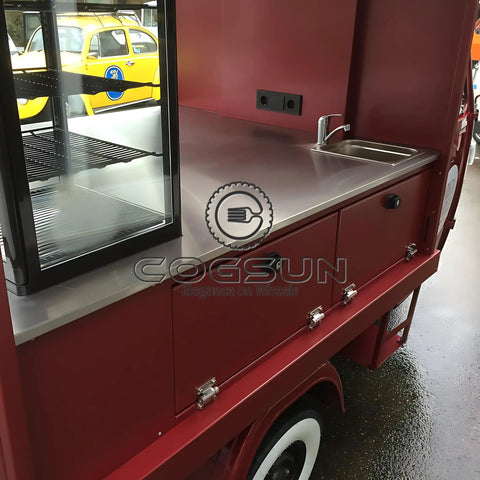 10.5Ft Turnkey Mobile Food Truck And Concession Trailer Featuring Three Serving Windows With Built In Commercial Kitchen Gear And Hella Spacious Storage For Your Startup Hustle That Gonna Take Off, showcasing stainless steel counter with glass display.