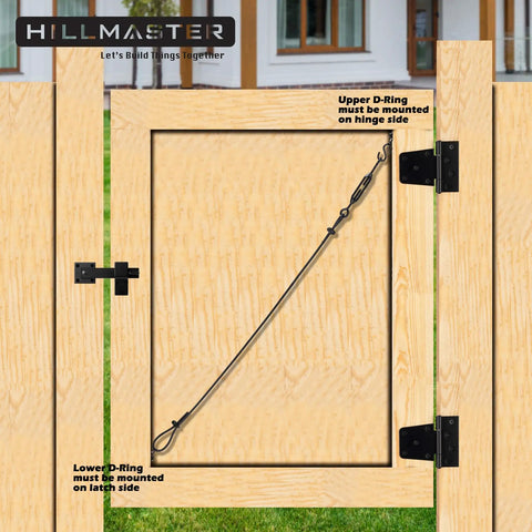 Anti Sag Gate Kit For Wooden Fences And Outdoor Gates With Heavy Duty Stainless Steel Cable Tough Gate Support Kit In Black Finish For No Sag Weatherproof Fence Hardware For Wood Doors And Exterior on wooden gate
