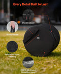 Tour Tough Five Piece Drum Case Set Crafted From Durable 600D Nylon With Heavy Padding features durable zipper and sturdy handle.