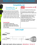 Compatibility list for Top Notch Shoulder Microphone For Kenwood Radios, compatible models, and cable length diagram.