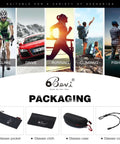 Cycling, driving, running, climbing, and fishing activities with packaging for Dope Polarized Sports Sunglasses TR90 Unbreakable Frame