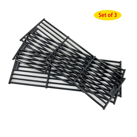 Boss Level DG234 Heat Plates And Cast Iron Cooking Grids Replacement Kit For Chargriller King Griller Gas Grill Models 3001 3008 4000 5050 5072 5252 5650 Set of 3 black cooking grids.