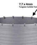 Heavy Duty Concrete Hole Saw 160 Millimeter 6.3 Inch With 220 Millimeter Sds Plus Shank Rod Tungsten Carbide Teeth, showing 7.7x4mm teeth.