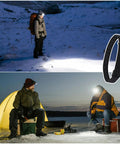 Elastic Headlamp Strap Replacement Band For Comfort Fit, 4 Pack shown during night camping and hiking activity with headlamps.