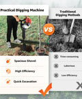 Gas Powered Garden Excavator With Wide Shovel 52cc 2 Stroke Earth Auger compared to traditional digging methods.