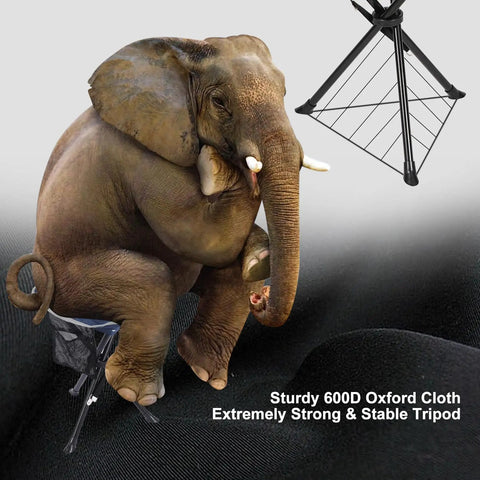 Elephant sitting on Two Pack Folding Camping Stools For Adults Heavy Duty Lightweight Portable Tripod Chairs Seats For Fishing Hunting Backpacking Traveling Blue Featuring Two Heights Of 17 And 22 Inches For Knee Friendly Comfort And A Double Layer Oxford Seat