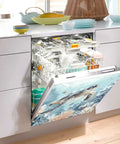Sea Turtle Blue Dishwasher Magnet Cover Sticker For Refrigerator And Kitchen Appliances, PVC magnetic panel on dishwasher