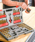 Master Ratcheting Tap And Die Set With Metric And SAE Sizes For Creating And Repairing Threads Titanium Coated Finish