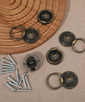 Antique Brass Dresser Knobs And Cabinet Pulls Set Of 6 Vintage Single Hole Metal Handles With 12 Screws on display