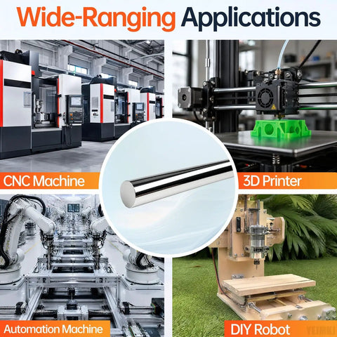 Top Notch 2 Pack 10mm By 150mm Linear Motion Rods Shaft Guide Rails for CNC machines and 3D printers with chrome finish.